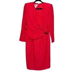 Vintage Morton Myles 100% Silk Wrap Dress Womens Size 4‎ Quiet Luxury Power Glam